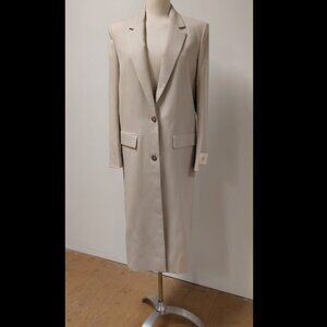 Babaton (Aritzia) Cream, 100% Wool, Long, Tailored Coat; Size: XS
